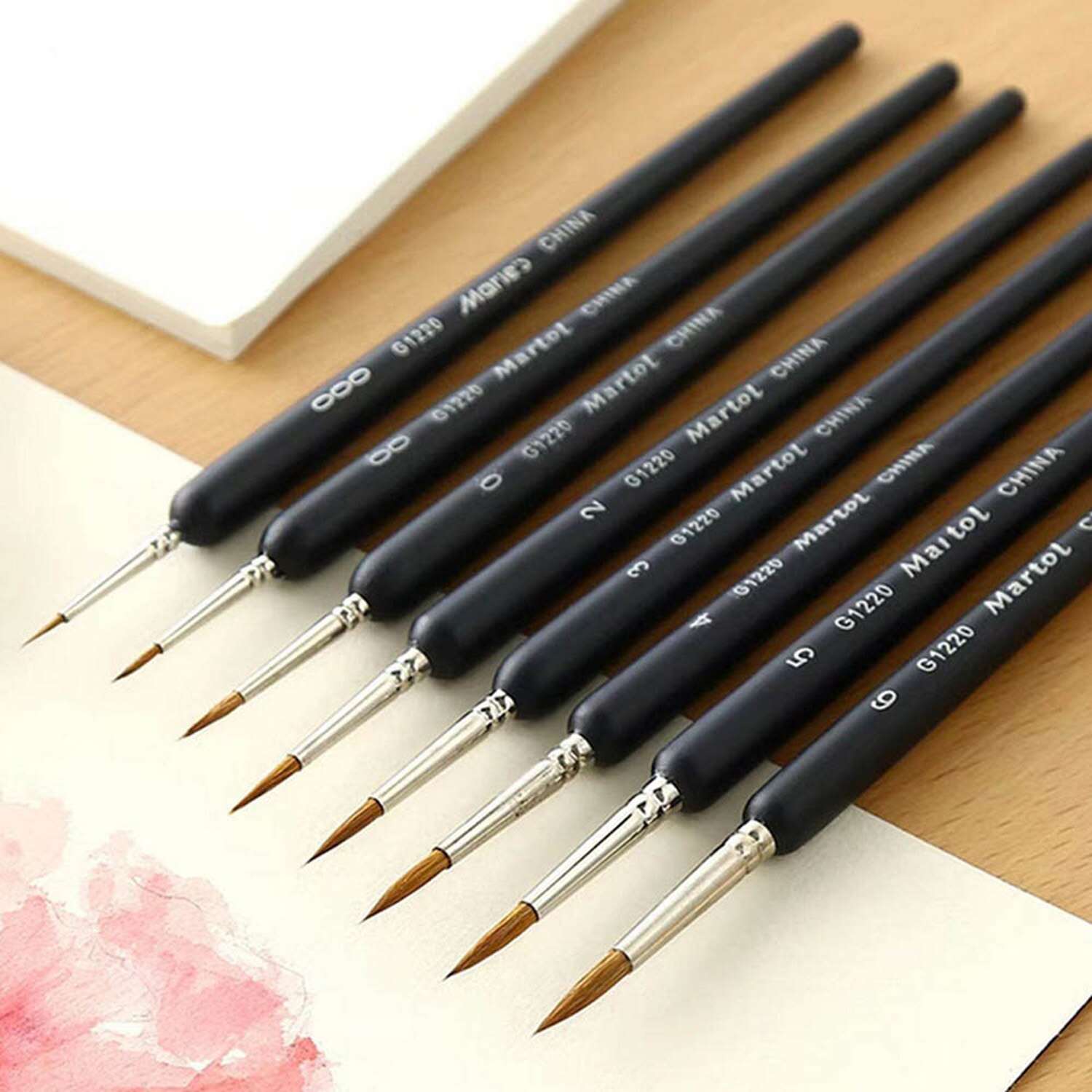 10pcs Micro Detail Paint Brush Miniature Brushes with Wooden Handle for Watercolor Oil Acrylic Nail Art Painting Fine Detailing