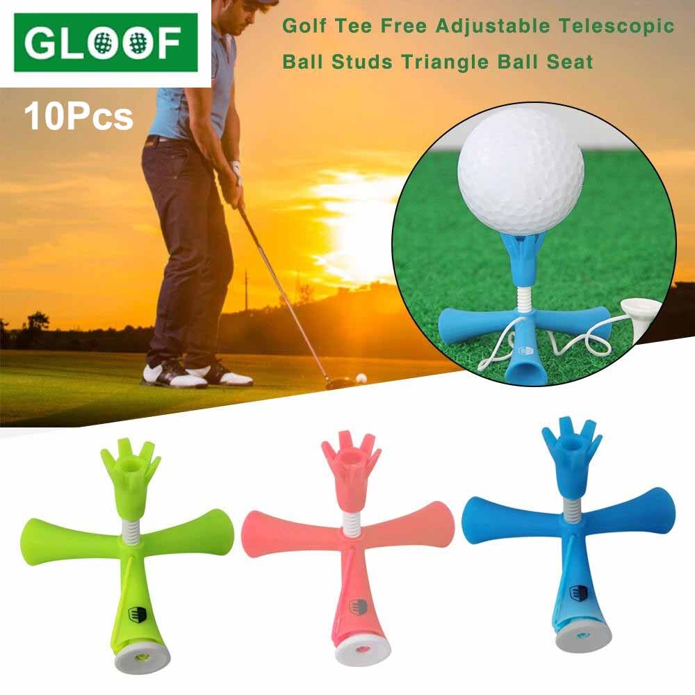 10Set/Lot Tripod Golf Tee Holder, Adjustable Standing Golf Sports Tees Golf Ball Rubber Tee Holder Practice Tool for Training