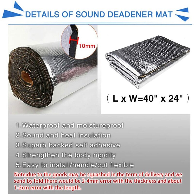 Heat Sound Deadening Insulation Mat Deadener Pad Car Auto Exhaust Muffler Hood Door 40X24Inch