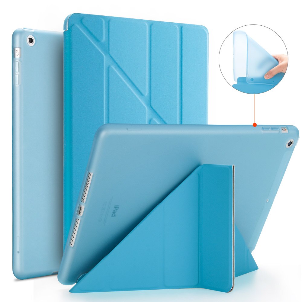 Etui do iPada powietrza, etui z klapką stań etui do iPada 5, PU skóra pełni etui do iPada A1474 A1475 A1476 smart cover dla ipad Air 1 przypadki: Blue