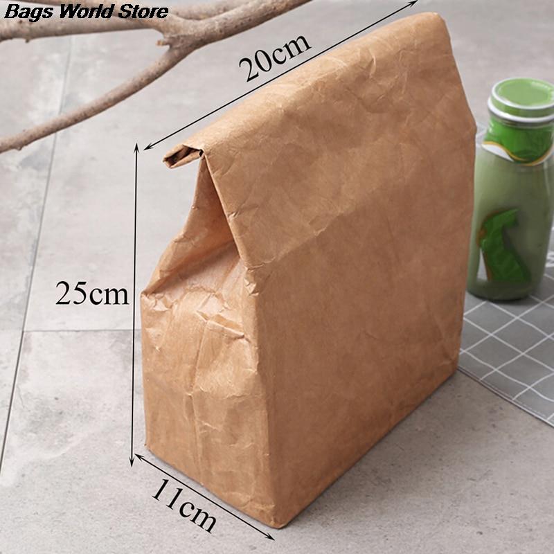 1PC Insulated Brown Paper Lunch Bags Large Reusable Lunch Sack for Adults Work Office Kids School