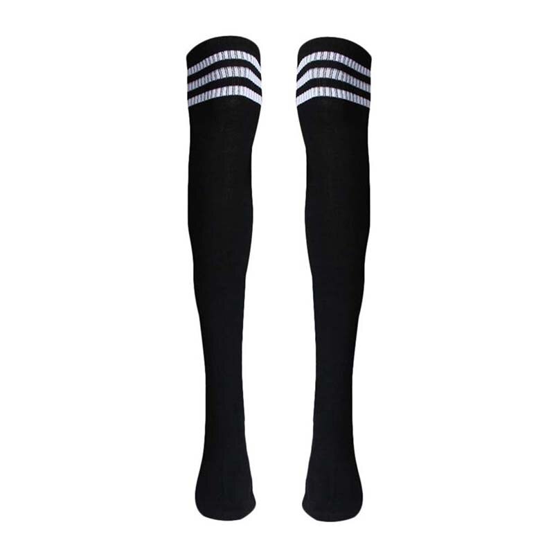 1 Pair Thigh High Socks Over Knee Girls Football Socks (Black): Default Title