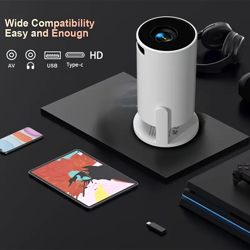 Compact USB-Powered Mini Projector - Hd 1080P, Indoor/Outdoor Movie & Video Display, Desktop  Home Theater Compatible