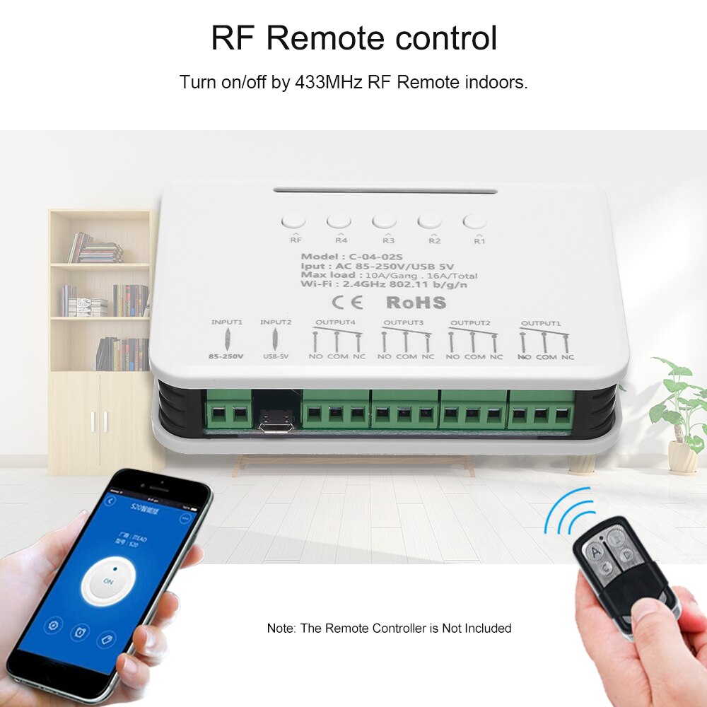 eWeLink Smart Wifi Switch 4Gang Universal Wireless Light Switch 433MHz RF Remote Wifi Relay Equal to 4CH Pro R2 Ewelink APP