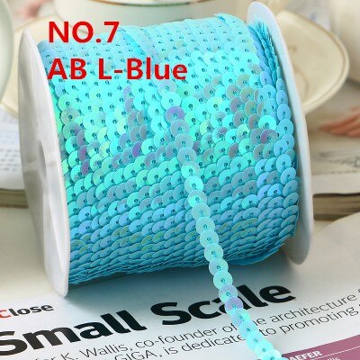 100Yard 6Mm Ab Plating Kleur Spangle Pailletten Lint Op Trim, platte Ronde Sequin Naaien Pailetten String In Roll Voor Wedding Craft: AB L BLUE