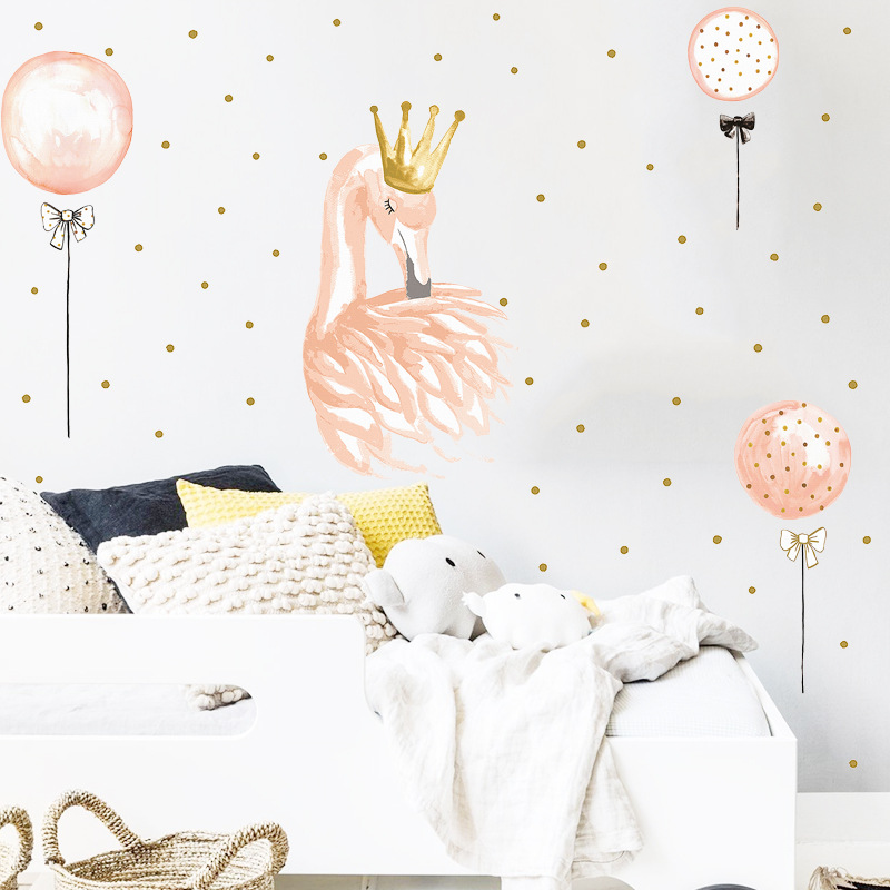 Beautiful Swan Wall Stickers for Kids Girl Room Home Decor Bedroom Background Decoration Wallpaper Living Room Beautify Sticker