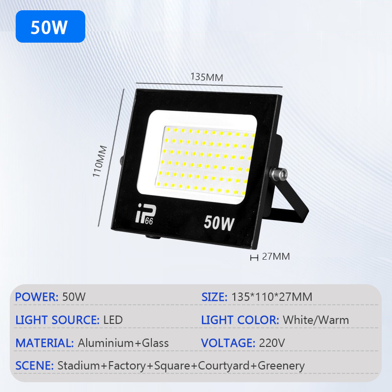 Reflector LED para exteriores IP66, foco de luz impermeable para camino, 10W, 20W, 30W, 50W, 100W, 200W, lámpara para jardín, porche y patio: Blanco natural