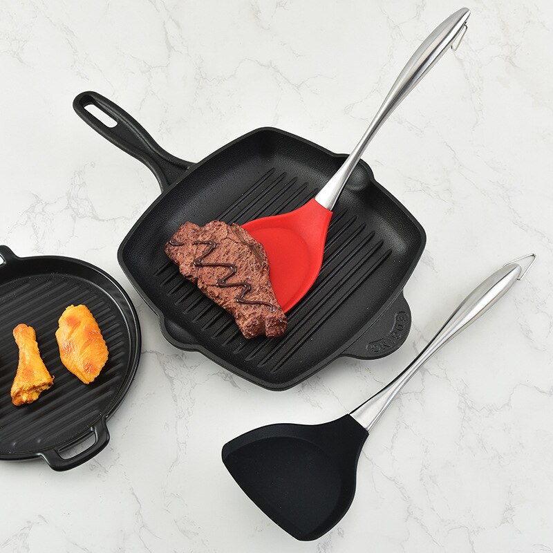 Silica Gel Shovel Stainless Steel Handle Cooking Spatula Non-Stick Silica Gel Spatula zhong shi chan Cooking Appliances