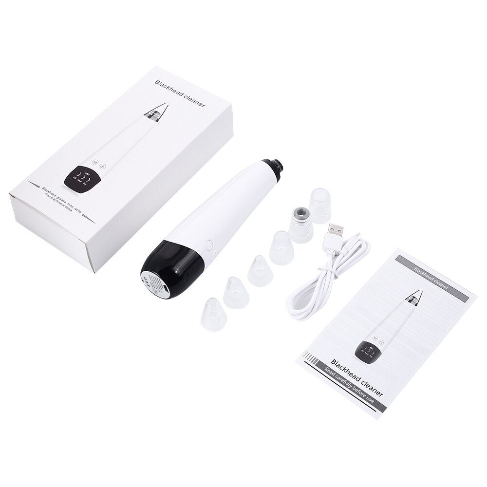 Electric Face Nose Vacuum Blackhead Pore Remover Suction Blackhead Pimple Acne Remover Cleaner with 6 Head Facial Skin Care Tool: Plug In with Box