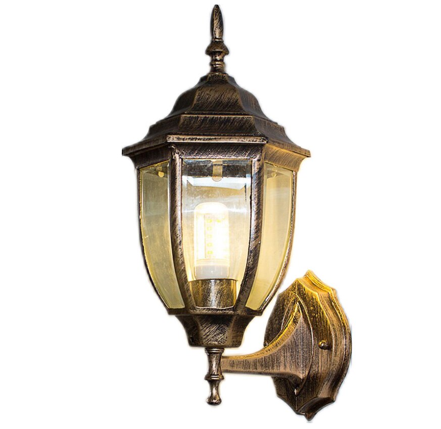 Outdoor Wall Sconce Black Bronze Wall Lamp E27 Bulb Up Down Lights Garden Coach Yard Outside Exterior Garage Sconces Porch Light: Hanging Brown / Cold White