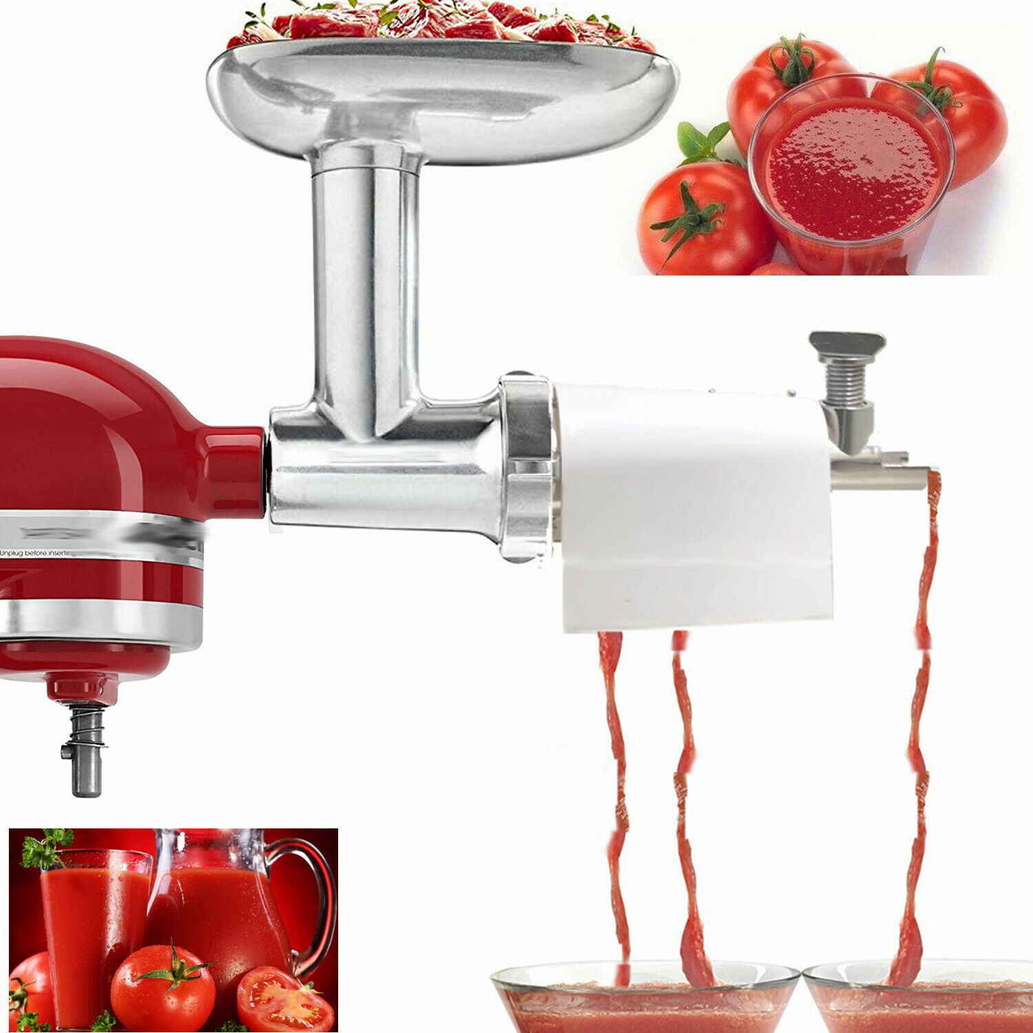Köttkvarn korvstoppare och tomatjuice gör-det-själv-ketchuptillbehör för kitchenaid stativ mixer köksredskap kockfärs
