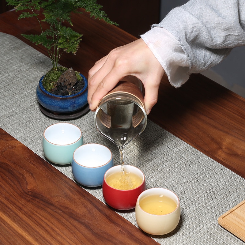 Taza de degustación de cerámica de Color sólido Simple, cuenco de té, juego de té de Kung Fu, taza de té para el hogar, taza maestra de agua, 95ml