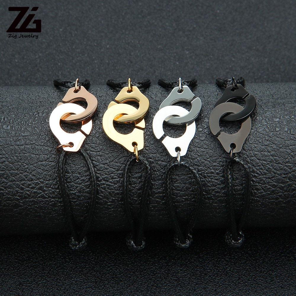 ZG Handcuff Rope Bracelet For Women Mens Bracelets Stainless Steel couple bracelet Jewelry