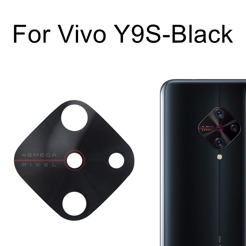 Originele Rear Terug Camera Glazen Lens Voor Vivo Y3S/Y5S/Y7S/Y9S/Y20/Y30/y30G/Y31/Y31S/Y50/Y51/Y52S/Y73S/Y93/Y97 Vervangende Onderdelen: Y9S-Black