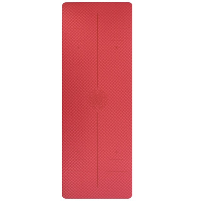 6mm tpe-yogamatten-pads mit positionierungslinien, rutschfeste teppichmatten für fitness, pilates, gymnastik, yoga und andere sportarten: Rot