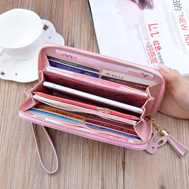 Women Pu Leather Wallets Multifunction Long Zipper Purses Female Coin Card Holders Phone Wallet Girls Portable Clutch