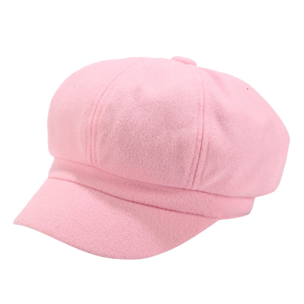 #48 Vintage Women Winter Solid Hat Beret Cap Korean Painter Newsboy Berets Chapeau Homme Кепка Без Козырька Gorras De Mujer: Pink
