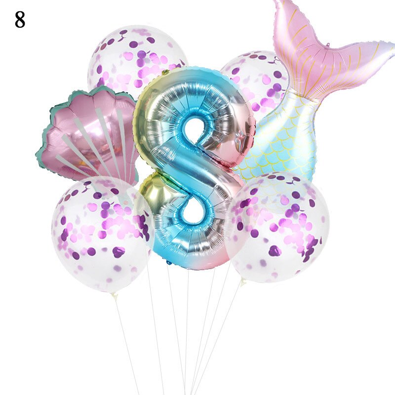 Birthday Party Balloon Decoration Mermaid Birthday Party Decor Number Balloon Decortion For Kids Little Mermaid Party Balloon: 8