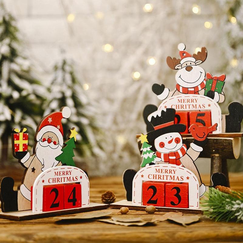 Kerst decoratie feestelijke benodigdheden houten diy countdown kalender santa decoratie creatieve kerst  d8 s 6