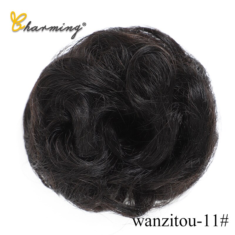 charmant 1 Stück Synthetische Chaotisch Chignon Krapfen Gary Braun Farbe 50g Haar Brötchen Pad Elastische Haar Seil Gummiband haar Erweiterungen: #35