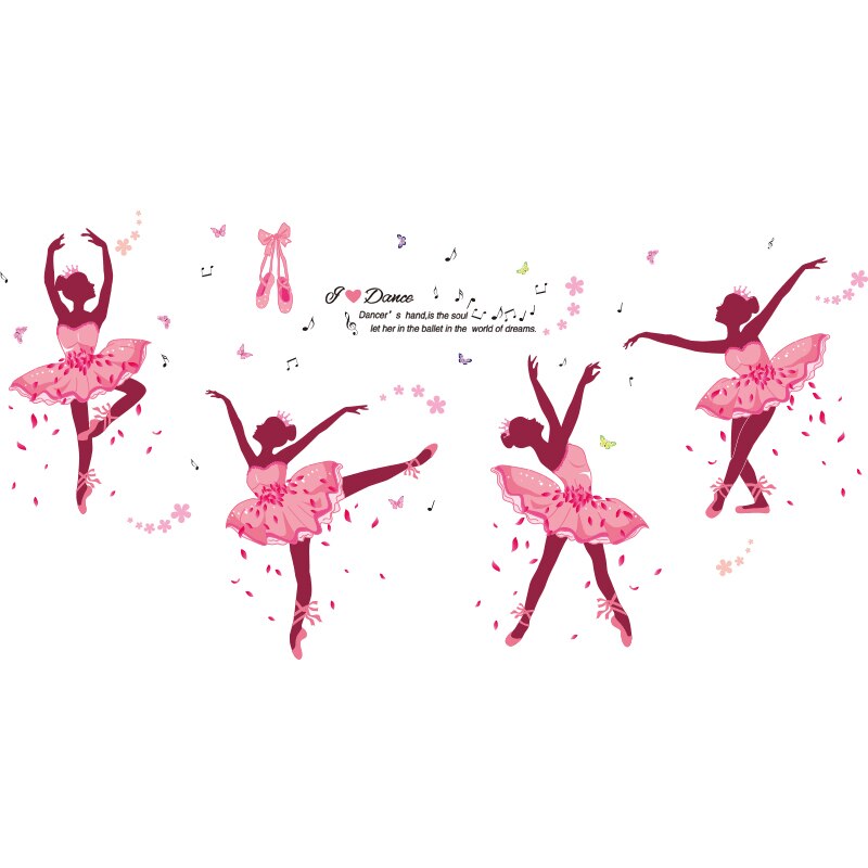 [Shijuekongjian] bailarinas de Ballet pegatinas de pared para niñas DIY pegatinas de Mural de flores de Piano para habitación de niños dormitorio de bebé decoración del hogar