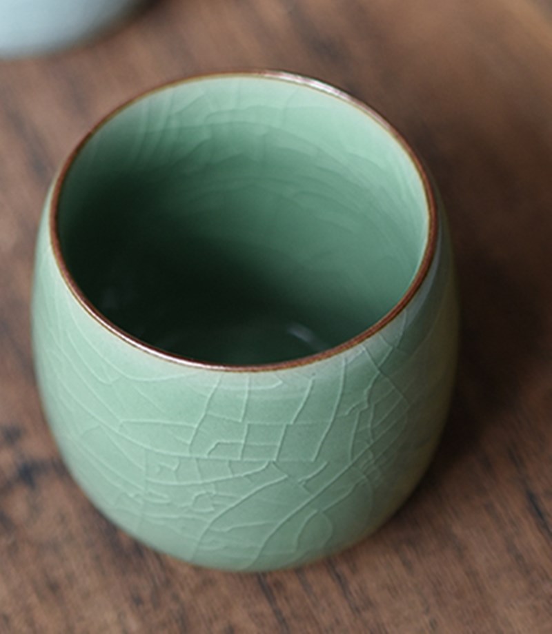 Crackle Glaze Tea Cup Geyao Kiln Marked Cup Longquan Celadon Porcelain Teacup Ceramic Tea Cups For Pu'er Tea