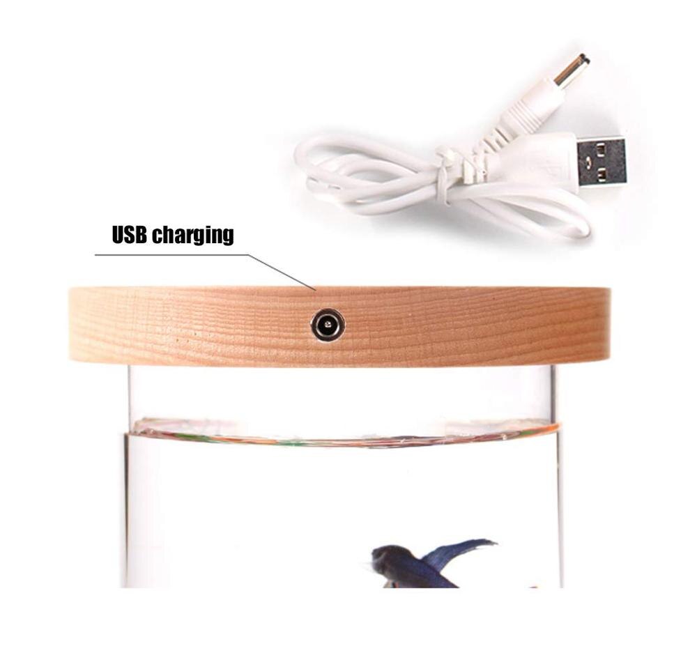 Small Fish Bowl MiniBow LED Lighting Desktop Home 360 Degree Rotation Fish Bowls Tnak Night Light