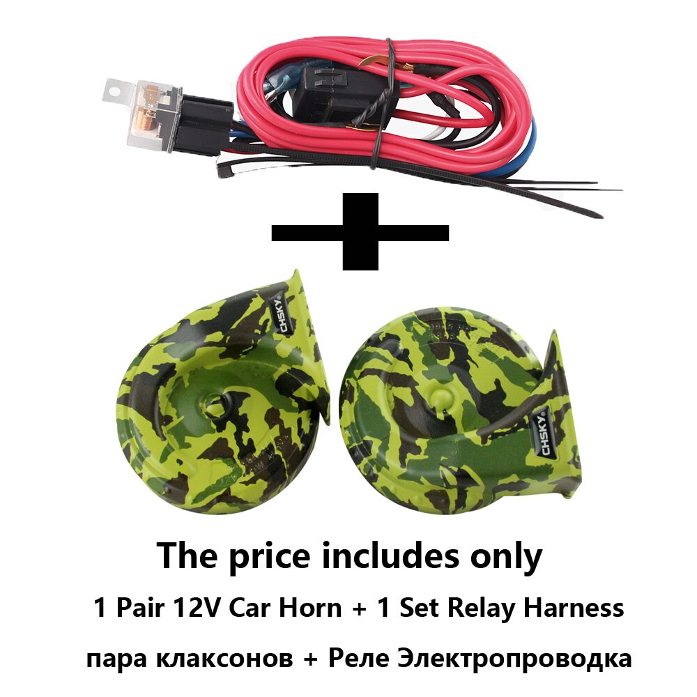 CHSKY Color 12V Electric Car Horn Technology Sound Channel Loud Sound Auto Horn 110-129db High Low Klaxon