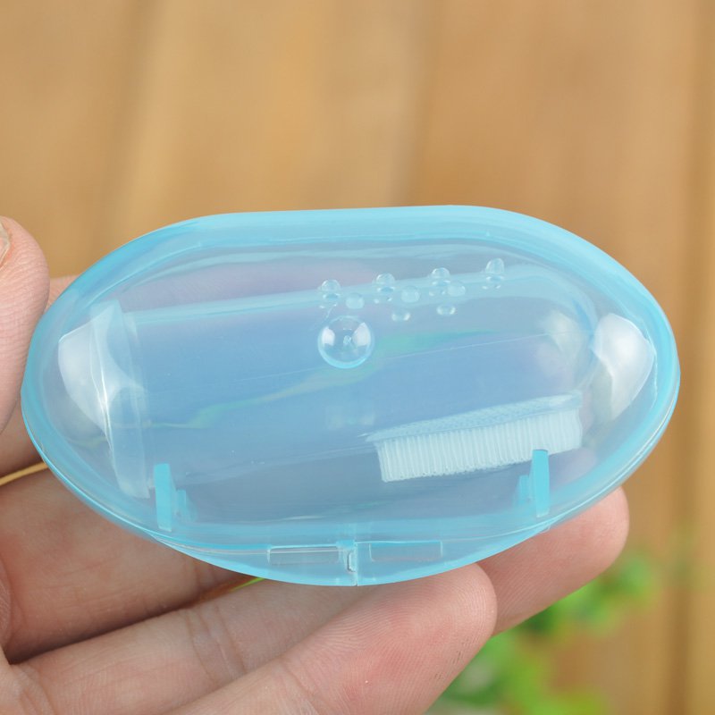 Bonito cepillo de dientes para dedos de bebé con caja, cepillo de limpieza de goma suave de silicona para masaje de niños, conjunto masajeador 1 Uds