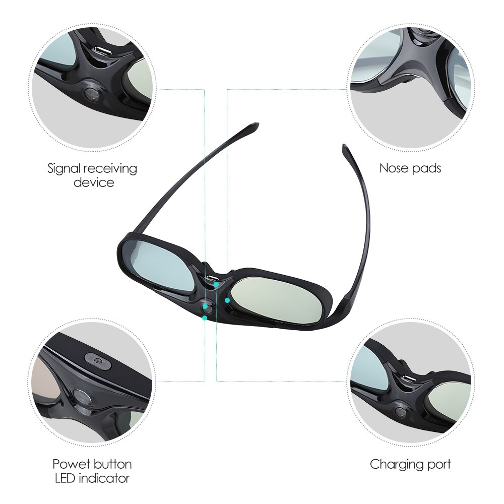 (4 pièces/lots) lunettes 3D DLP Link actives compatibles avec Optama/Acer/BenQ/ViewSonic/Sharp/Dell DLP projecteurs de liaison DLP 3D prêt
