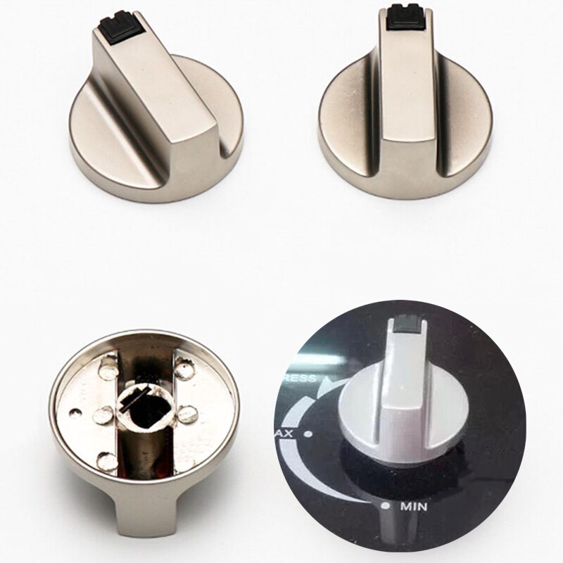 2 PCS Universal Metal Rotary Switch Control Knobs 6mm / 8mm Replacement Accessory for Household Kitchen Cooker Gas Stove Oven