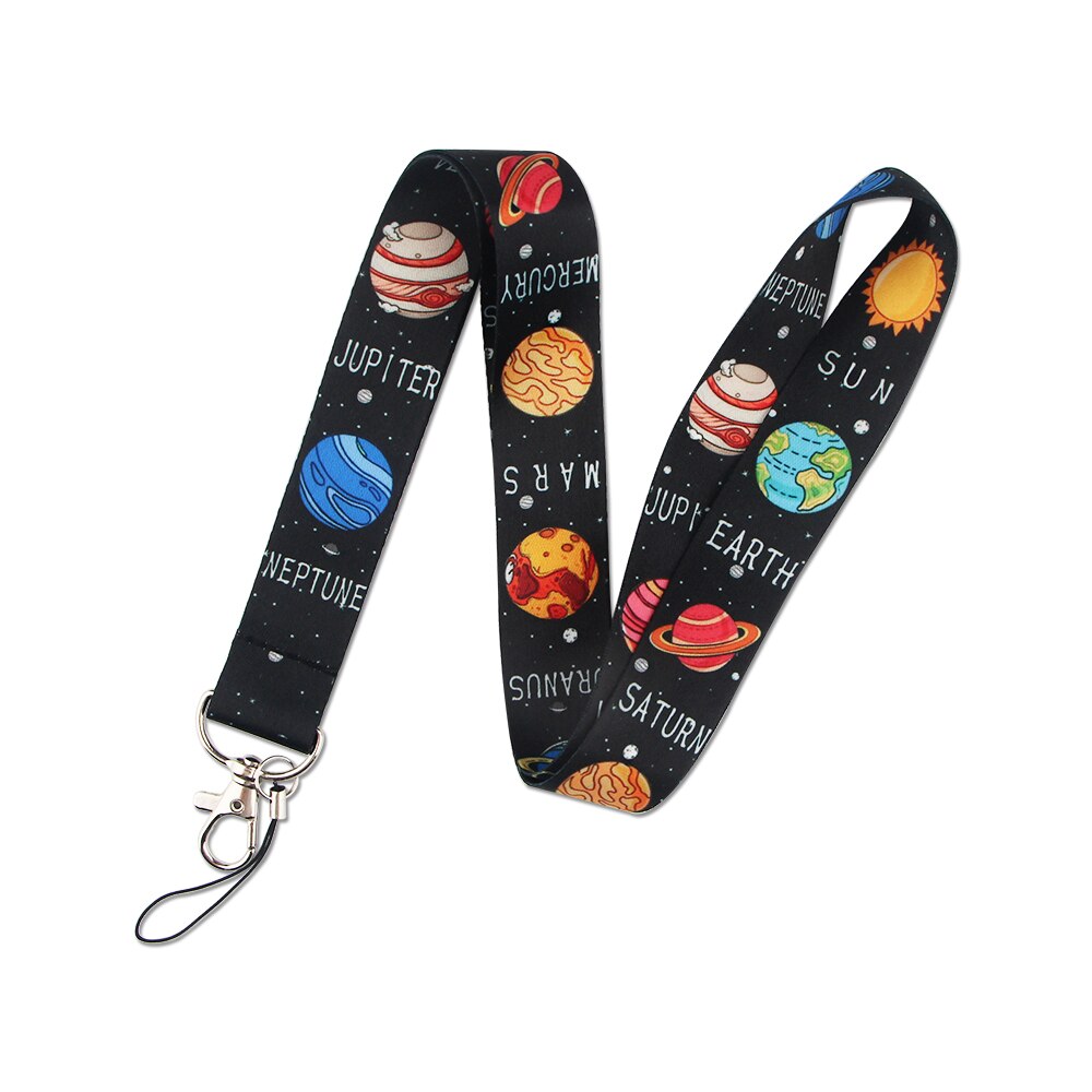 LX411 Universe Planets Moon Stars Astronaut Lanyard Neck Strap Rope USB Mobile Cell Phone ID Card Badge Holder Keychain Keyring: 6