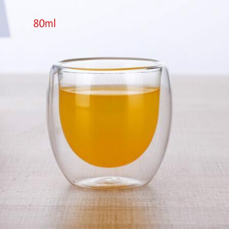 1 st espresso tekopp kaffe kopp set värmebeständig dubbel vägg glas kopp öl handgjord öl mugg te whiskyglas koppar: 80ml