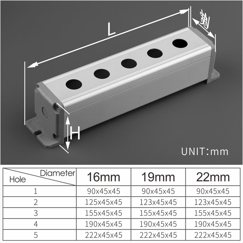 LANBOO 1 2 3 4 5holes 16mm/19mm/22mm waterproof Aluminium Alloy Metal Push Button Switch box with Outdoor power control Box