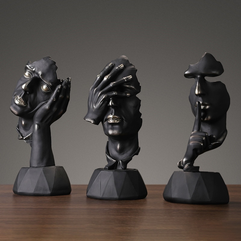 Europæisk sort harpiks tænker skulptur miniature model figurer kunsthåndværk ornamenter boligindretning tilbehør fødselsdag