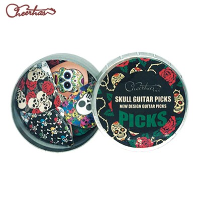 21pcs mix thin medium heavy dark skull and color skull guitar pick plectrum for boy and girl: Color skull