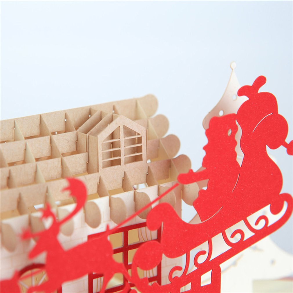 3D Christmas House Greeting Card Birthday Card Festival Blessing Card Paper Card Decor Supplies