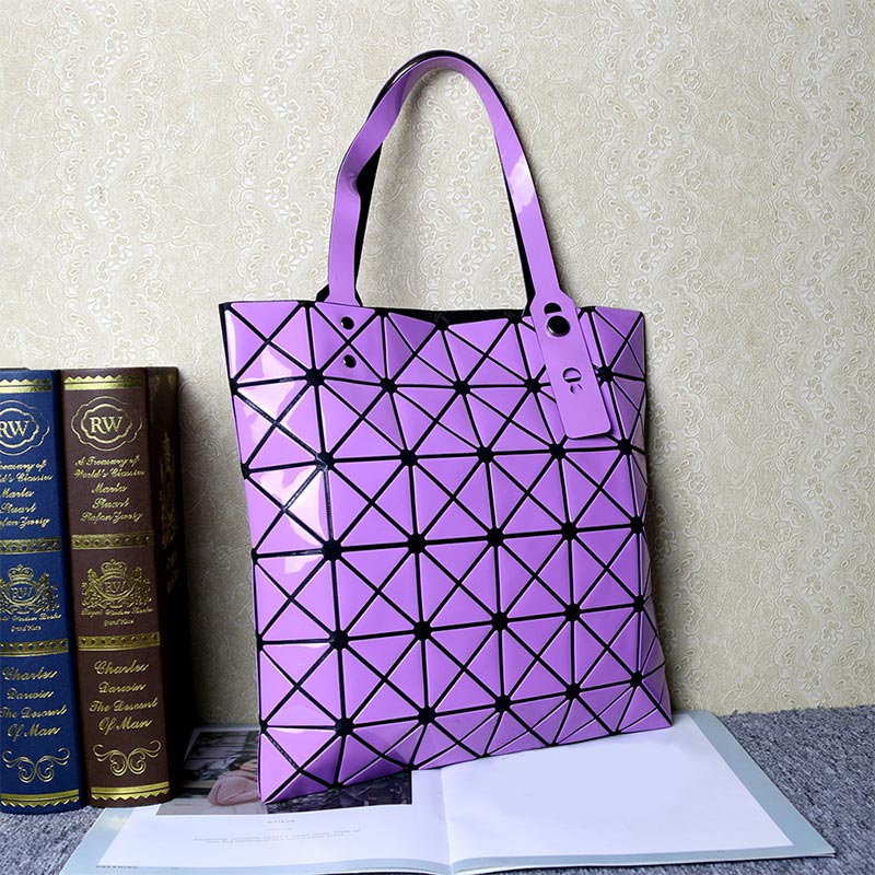 Bags Women Folding Totes Crossbody Bag Ladies Handbags Female Luminous Geometric Pattern Shoulder Messenger Purses: Lavender