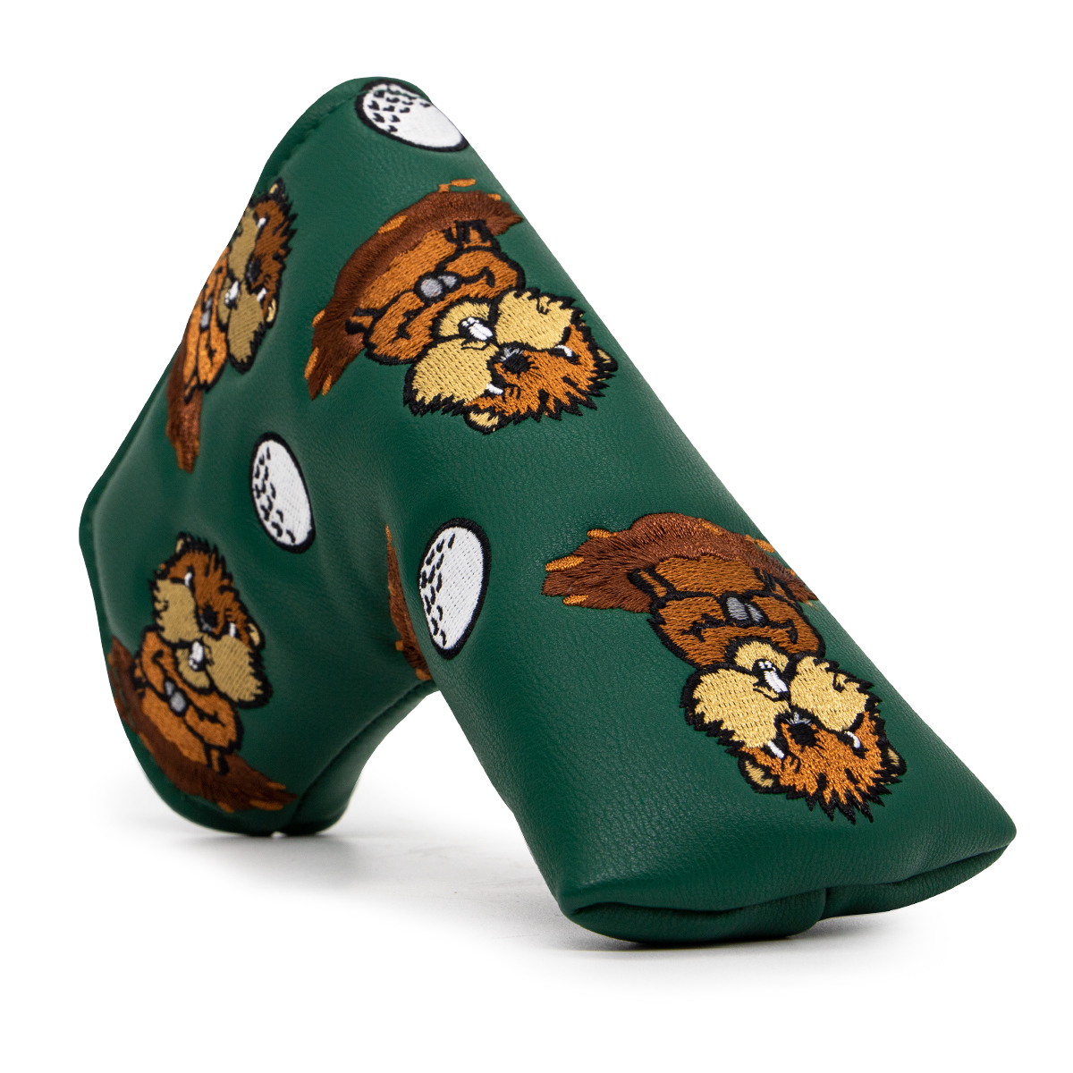 Green Leather Groundhog Golf Driver Fairway Wood Hybrid/UT Headcover Club Head Cover Embroidery: light green