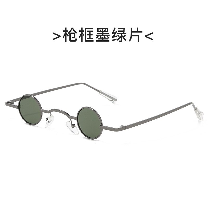 Gothic Steampunk Tiny Round Sunglasses Women Men Brand Small Frame Vintage Sun Glasses UV400 Eyeglasses: green