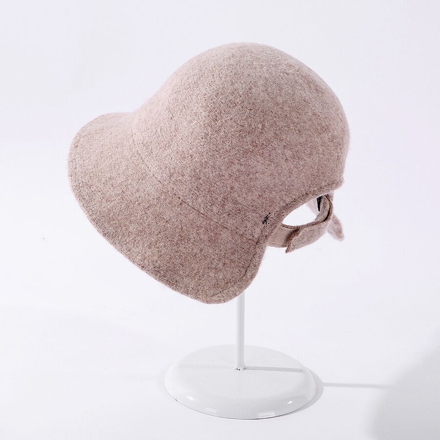 Vrouwen Herfst Winter Wol Gebreide Visser Hoeden Vintage Effen Kleur Elegante Temperament Bob Emmer Hoed Vrouwelijke: beige