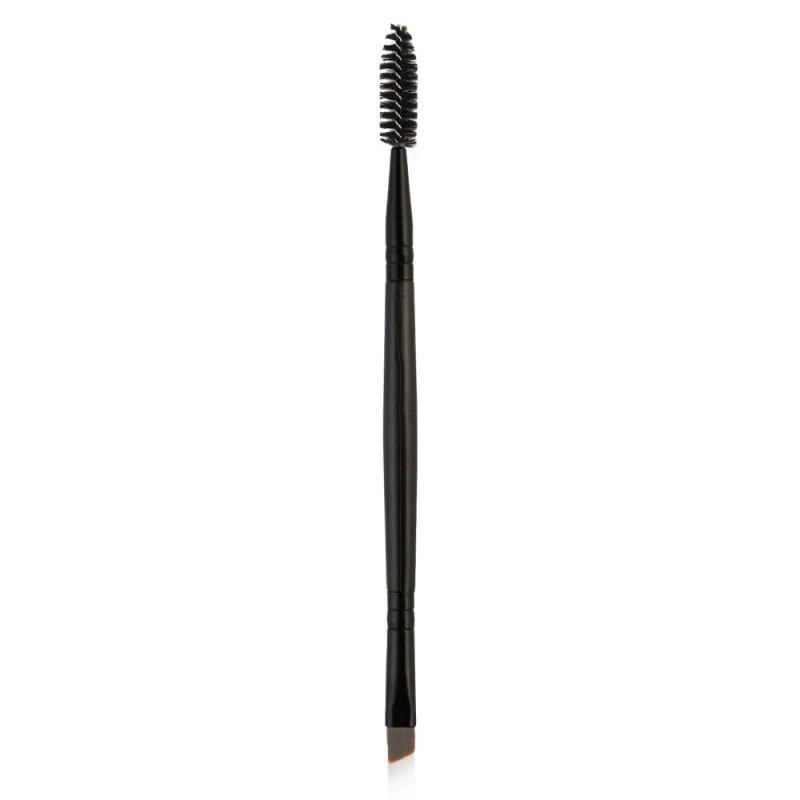 1pc 2 in1 dobbelthovede øjenbrynsbørste øjenbrynsbørste begynder blød affaset makeup-sæt til øjenblanding kosmetisk øjenværktøj: Sort