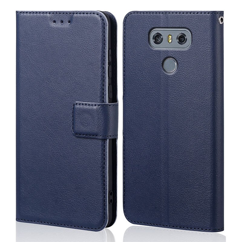 Siliconen Flip Case Voor Lg G6 G 6 H870 H873 H870DS Luxe Wallet Pu Leer Magnetische Telefoon Tassen Gevallen Voor lg G6 Met Kaarthouder: Navy