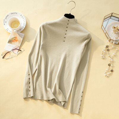 5058#  høst vinter myk strikket barsel pleie bunnskjorte amming tunika klær til gravide gravid topper: beige / S