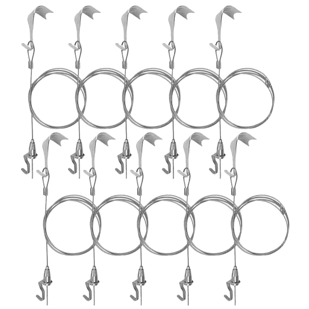 10 Sets Picture Rail Hook Hanging Kit Wall White Frames Hooks for System Pictures Steel Wire