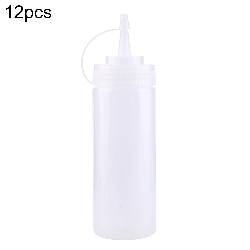 12x klemme Flaske 200ml - Plast - Eddik ketchup dispenser - Kjøkkenredskap: Hvit