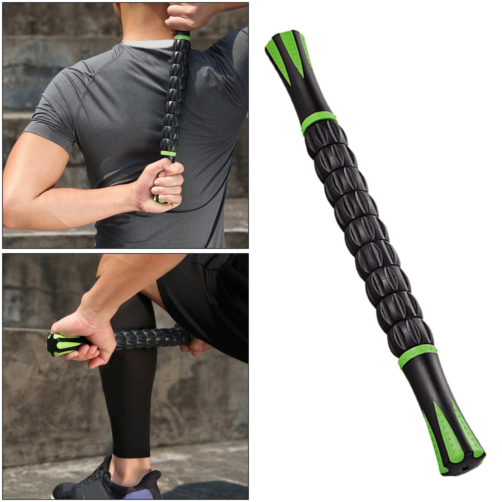 Spier Roller Massage Stick Voor Fitness, Sport, Fysiotherapie Herstel: Black Green