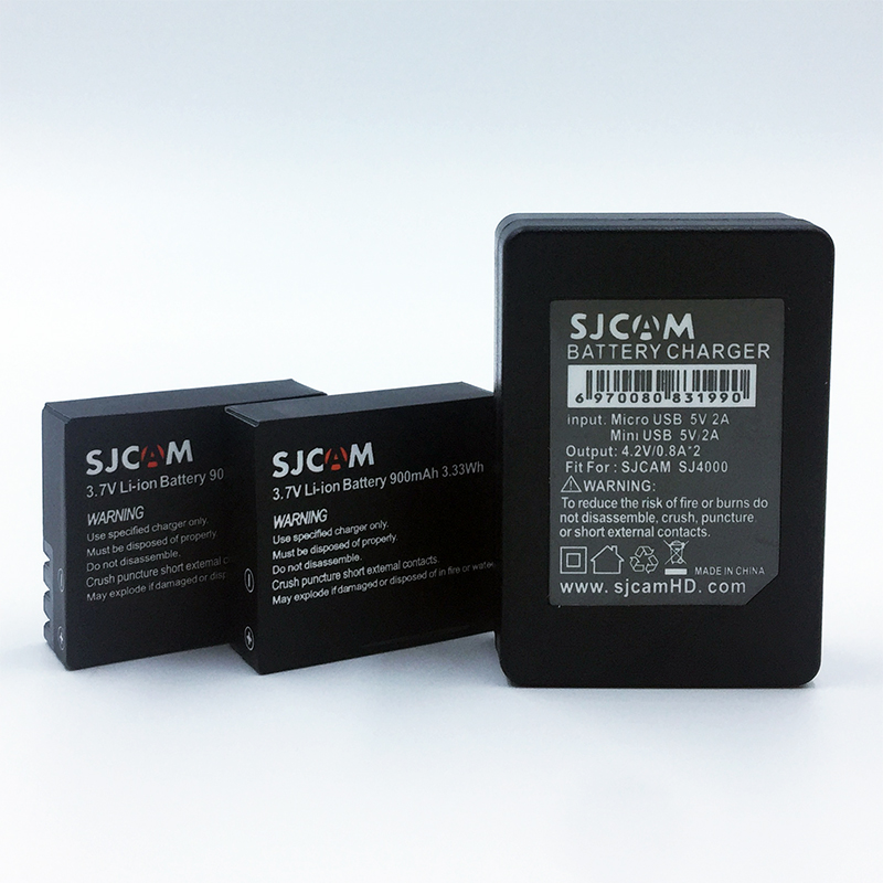 2 stks SJCAM Batterijen Oplaadbare Batterij + Dual Charger Voor SJ4000 SJ5000 SJ5000X Elite WIFI M10 Plus actie Camera Accessoires