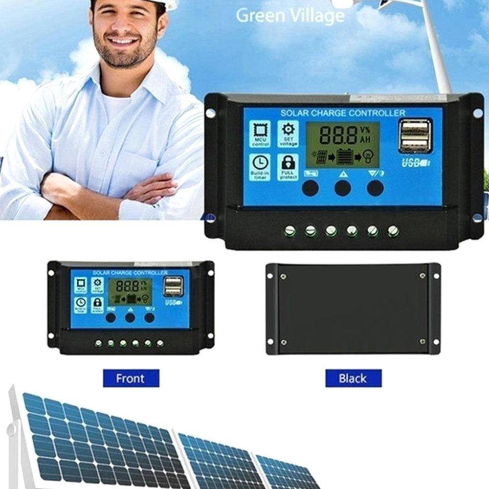 Solar charge controller pwm solar controller pwm controller solar controller 12/24v 5v/1.2a dobbelt usb lcd hjemmebåd