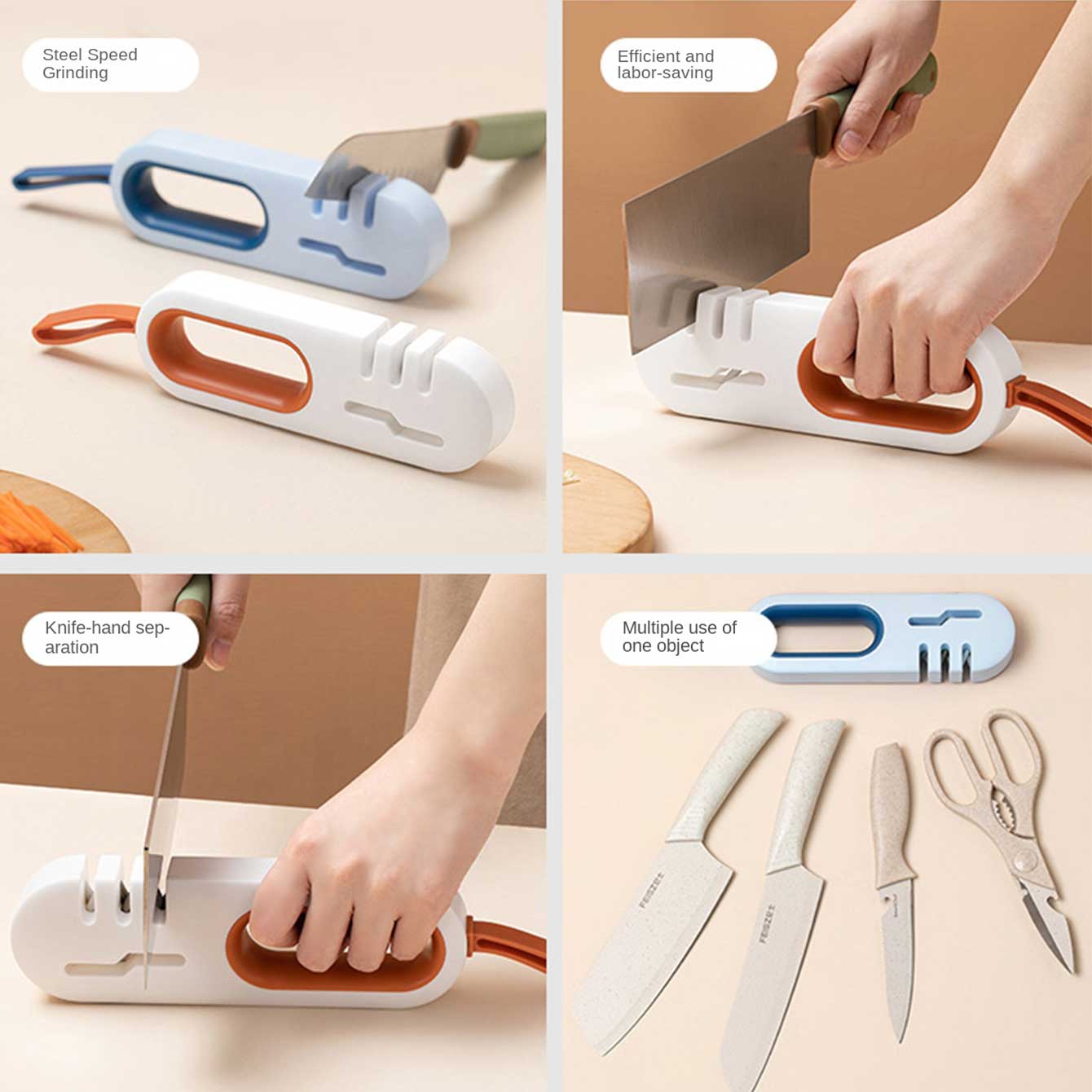 1 draagbare multifunctionele messenslijper - met een handig en een veilig ergonomisch handvat, met een antislipbasis